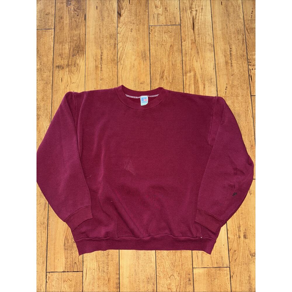 Vintage Russell Athletic Crewneck Burgundy Large Made In USA 22x22